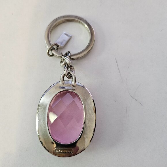 Coach large pink stone keyring keychain key fob NWOT - Picture 2 of 3
